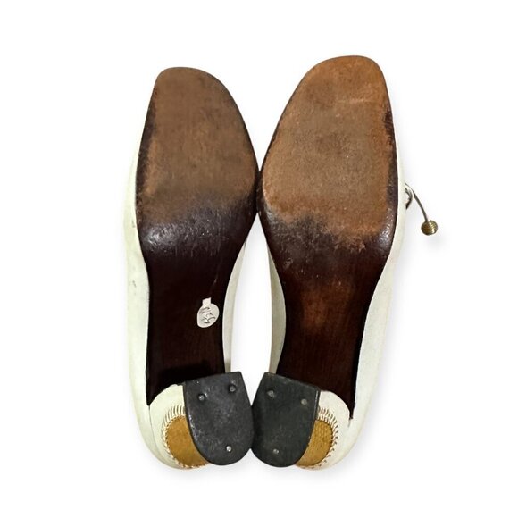 Vintage Rosina Ferragamo Schiavone Heeled Loafer Pumps,  Size 5.5, White Yellow - Picture 8 of 10